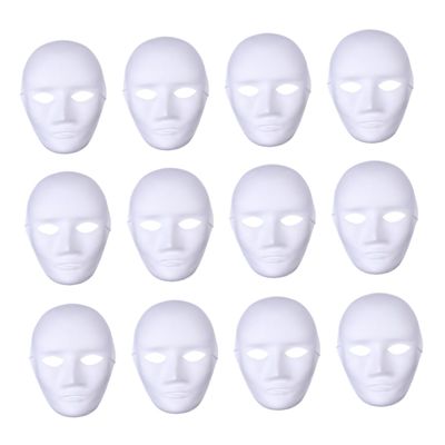 Abaodam 12Pcs DIY Blank Pulp Masks for Halloween Cosplay Hip Hop Dance and Masquerade Parties Scary Masks for Creative Costumes and Memorable Moments