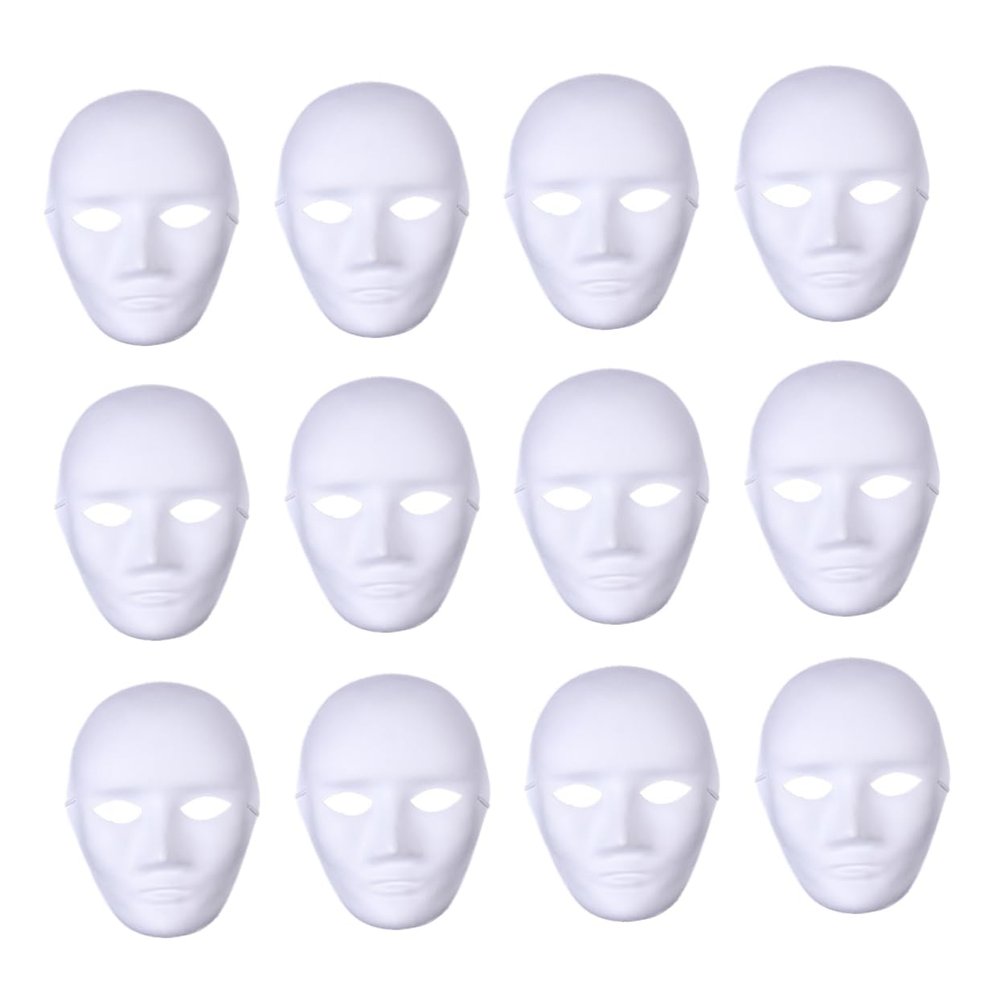 Abaodam 12Pcs DIY Blank Pulp Masks for Halloween Cosplay Hip Hop Dance and Masquerade Parties Scary Masks for Creative Costumes and Memorable Moments