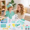TEUVO Toy Doctor Kit for Girls - Pretend Play Doctor Set with Dog Toy, Carrying Bag & Stethoscope & Dress Up Costume - Toys Doctor Play Gift for Kids Toddlers Ages 1 2 3 4 5 6 7 Year Old for Role Play view 2