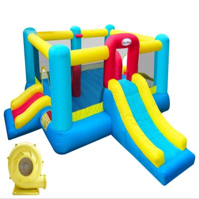 Big Inflatable Bounce House for Party,17.9ft x 16.25ft,Three Slide,Basketball Hoop,Double Fun Central Obstacle,Throw Ball Game,Reinforced PVC Bounce Floor,Jumping Bouncy Castle Holds 6 Kids