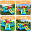 Big Inflatable Bounce House for Party,17.9ft x 16.25ft,Three Slide,Basketball Hoop,Double Fun Central Obstacle,Throw Ball Game,Reinforced PVC Bounce Floor,Jumping Bouncy Castle Holds 6 Kids view 3