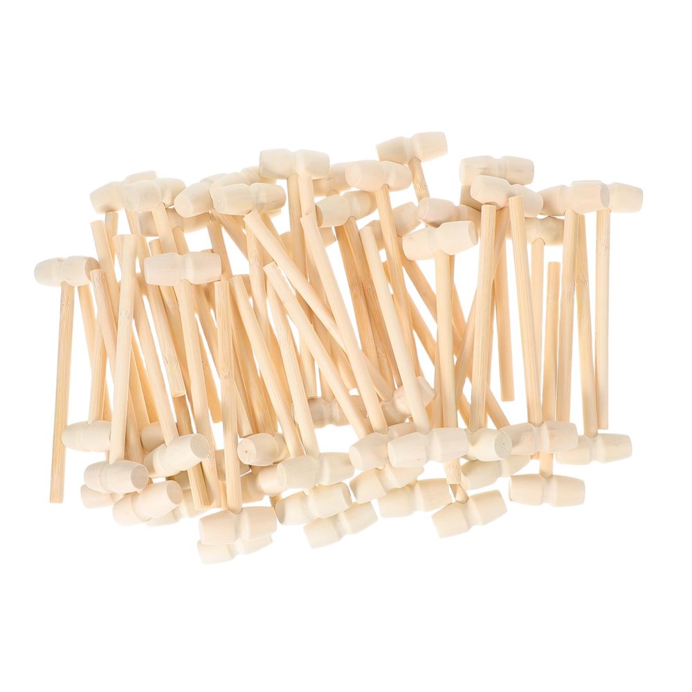 MUCKLILY 50Pcs Mini Wooden Hammer for Safe and Mallet for Creative Play and Skill Development for Crafts and Imaginative Activities Educational Tool