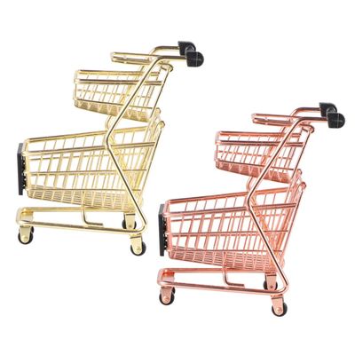 HANABASS 2Pcs Mini Shopping Cart Model Double Layer Realistic Design for Play and Decoration for Role Play and Scene Simulation Attractive Desktop Decor