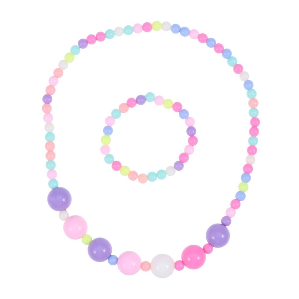 Beaupretty Candy Color Flower Necklace and Bracelet Jewelry Cute Design for Parties for Little Jewelry Set