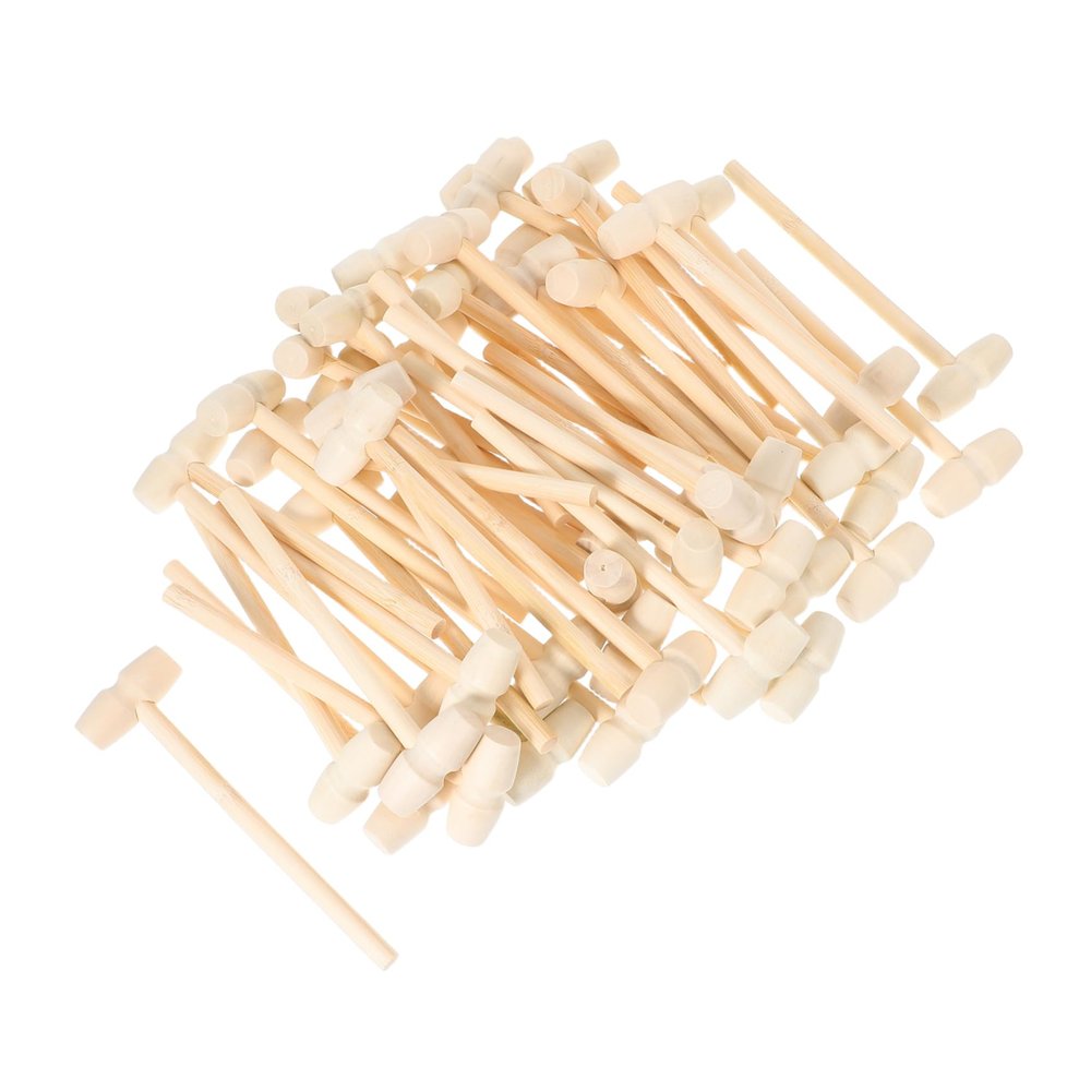 Cabilock 50Pcs Miniature Wooden Hammer for Safe Educational for Creative Play Ergonomic Design Crafting Tool for Imaginative Fun and Skill Development
