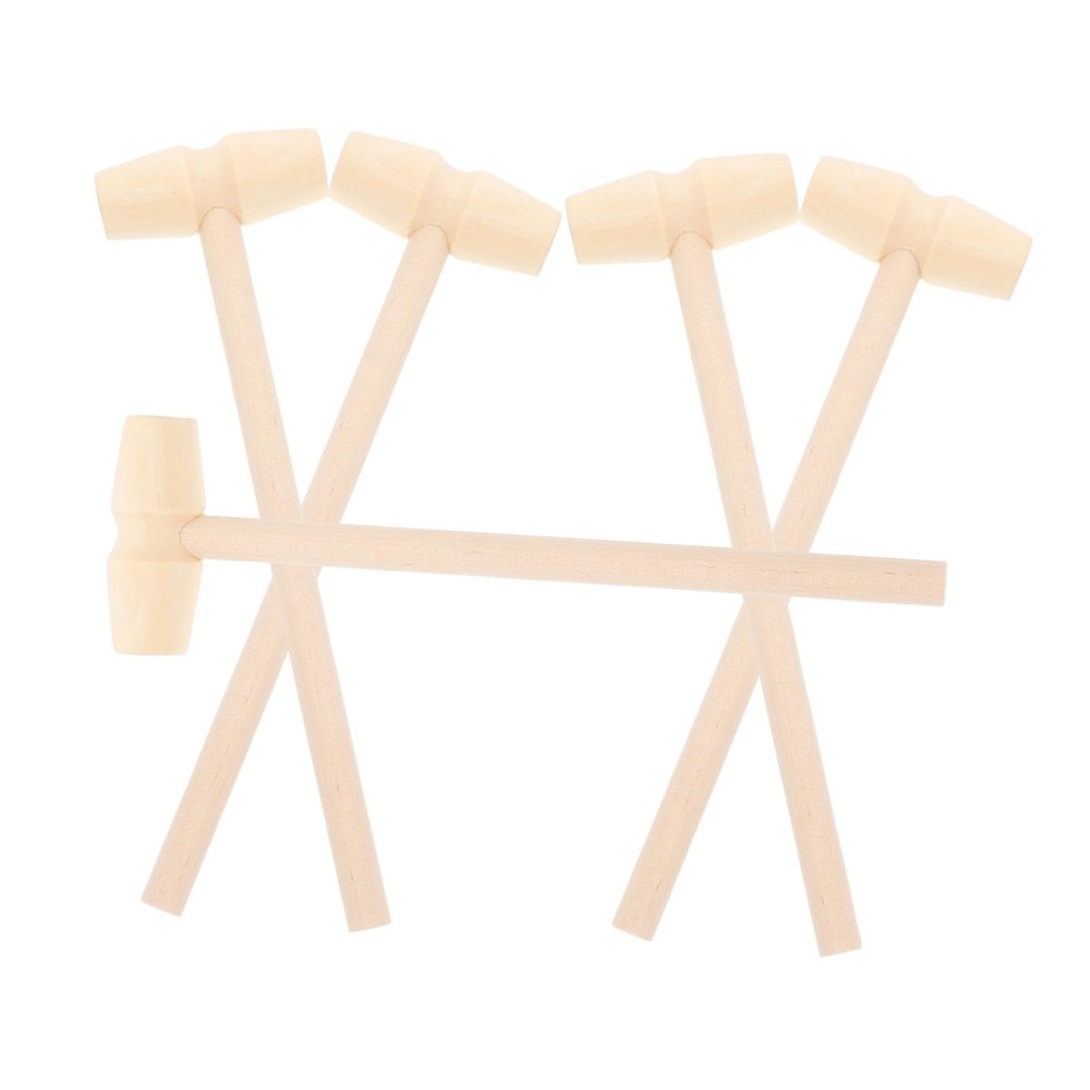 SUPVOX 5Pcs Mini Wooden Hammer Creative Beating Mallet for Educational for Boys for Hand Eye Coordination and Dexterity Development