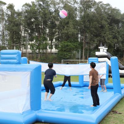 33 FT Inflatable Volleyball Pool 3 in 1 Volleyball Football Count Water Soccer Field for Adults (800w Air Pump)(100% PVC),Giant Outdoor Games for Family,Beach Backyard Summer Party 33x16.5x7ft
