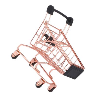 Hohopeti Mini Shopping Trolley for Lifelike Grocery Cart Accessory for Play House Decoration Photography Prop Miniature Design
