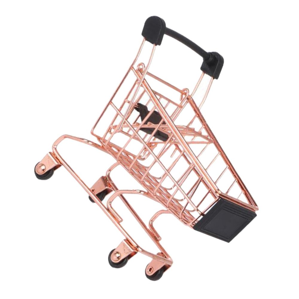 Hohopeti Mini Shopping Trolley for Lifelike Grocery Cart Accessory for Play House Decoration Photography Prop Miniature Design