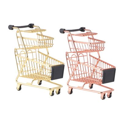 YARNOW 2Pcs Mini Shopping Cart Model Double Layer Decorative Trolley for Desk Organization Photography Props Design