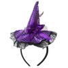 Aniler Witch Hat Headband for Halloween Costume Accessories Lace Shiny Sequin Witch Headband Dress up Party Supplies (Purple, One Size) view 1