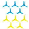 10PCS RC Boat DC Motor 2mm Shaft Propeller Plastic Propeller with 3-Blades Fan Shape for Fan Leaves Ship RC Boat Airplane DIY Model Toy Building Part (Yellow,Blue) view 1
