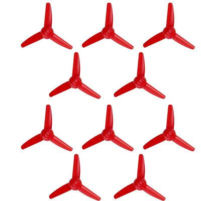10PCS RC Boat DC Motor 2mm Shaft Propeller Plastic Propeller with 3-Blades Fan Shape for Fan Leaves Ship RC Boat Airplane DIY Model Toy Building Part (Red)