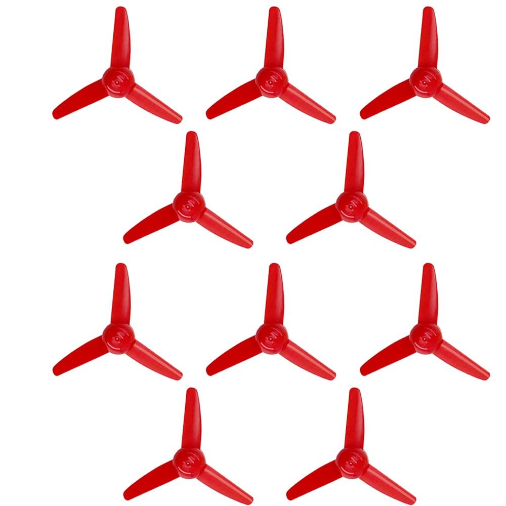 10PCS RC Boat DC Motor 2mm Shaft Propeller Plastic Propeller with 3-Blades Fan Shape for Fan Leaves Ship RC Boat Airplane DIY Model Toy Building Part (Red)