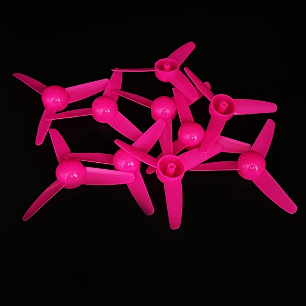 10PCS RC Boat DC Motor 2mm Shaft Propeller Plastic Propeller with 3-Blades Fan Shape for Fan Leaves Ship RC Boat Airplane DIY Model Toy Building Part (Pink)