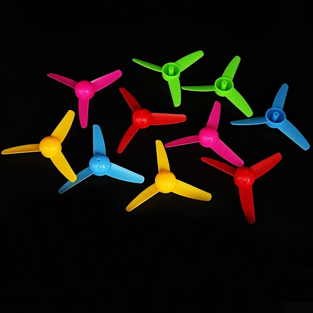 10PCS RC Boat DC Motor 2mm Shaft Propeller Plastic Propeller with 3-Blades Fan Shape for Fan Leaves Ship RC Boat Airplane DIY Model Toy Building Part (Mix Color 1)