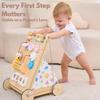 Wooden Baby Walker, Montessori Push WalkerBusy Board for Fine Motor Skill DevelopmentUpgraded 2.0 Brake System Speed Control & Full StopBaby Walker with Wheels for Boys and Girls 1+yr view 2