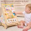 Wooden Baby Walker, Montessori Push WalkerBusy Board for Fine Motor Skill DevelopmentUpgraded 2.0 Brake System Speed Control & Full StopBaby Walker with Wheels for Boys and Girls 1+yr view 4