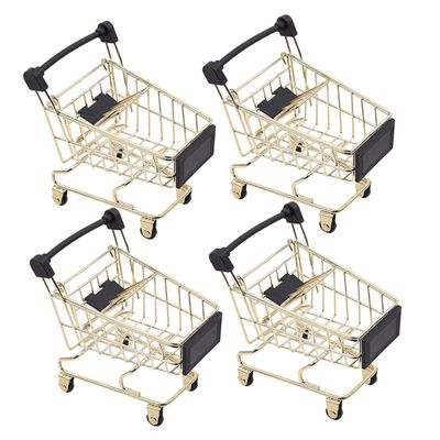 VALICLUD 4Pcs Shopping Trolley Stylish Desk Ornaments Cosmetics Sponge Holder Storage Cart for Home Office Decor Cute Supermarket Cart