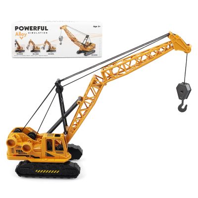 victob Metal ABS Crane Toy, Diecast Construction Vehicles Crane Model Car with Manual Lifting Button, Truck Building Toys for Kids Boys Ages 3-7, 8-12 Christmas and Birthday Gifts