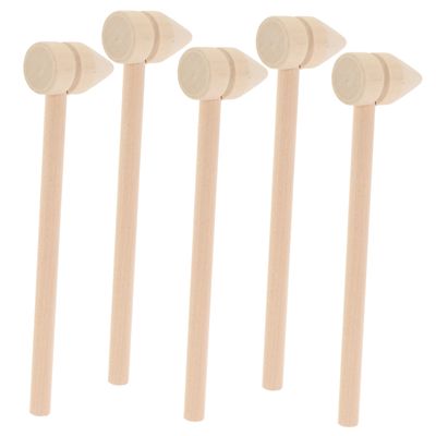 HOMSFOU 5Pcs Mini Wooden Hammers for Lightweight Plaything for Building Blocks Crafting Safe Comfortable Grip for Hand Training for Egg Activities