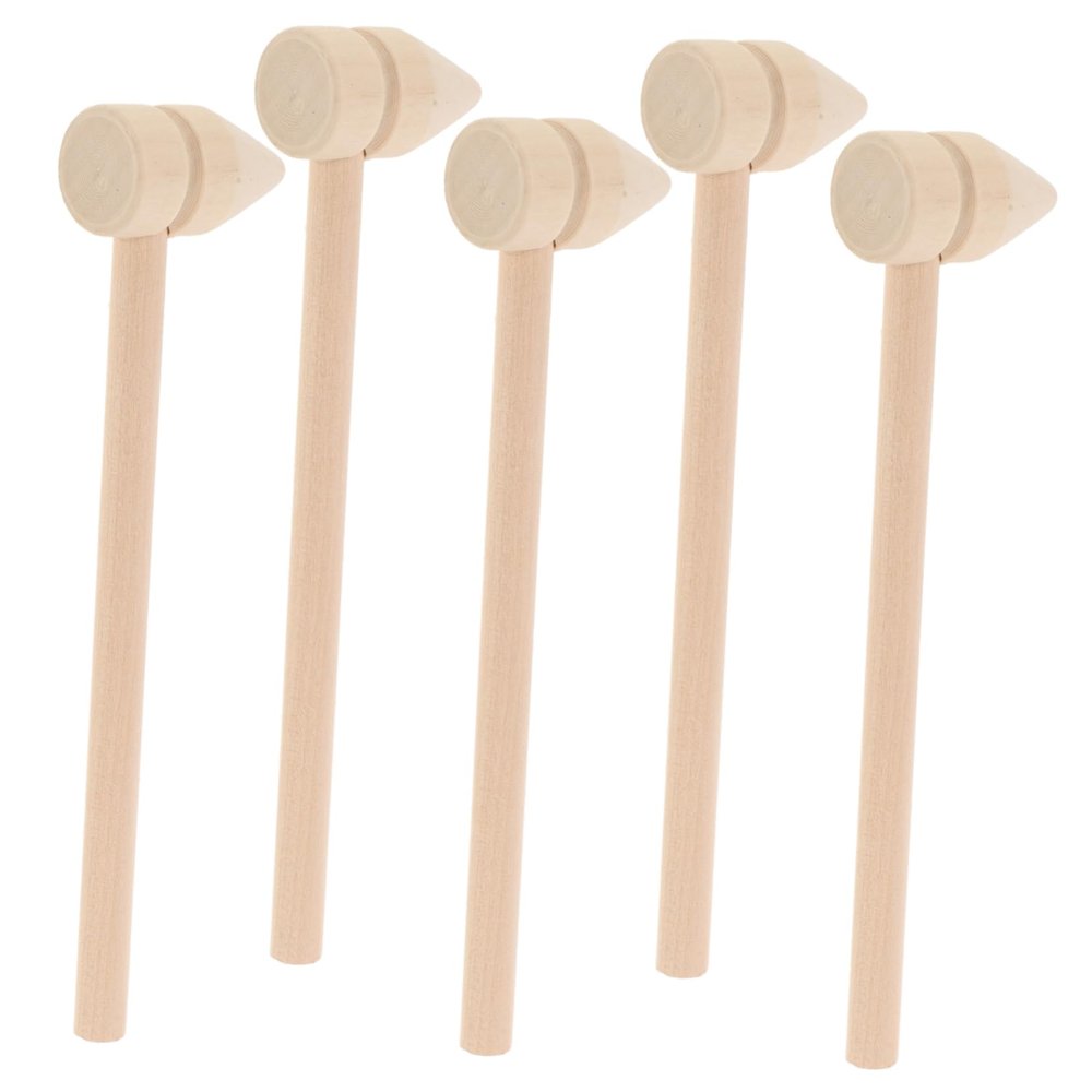 HOMSFOU 5Pcs Mini Wooden Hammers for Lightweight Plaything for Building Blocks Crafting Safe Comfortable Grip for Hand Training for Egg Activities