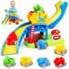YGJT Toddler Toys for 1-3 Year Old Boys and Girls, Dinosaur Slide with 4 Dino Cars Montessori Toys Set for Baby 12-18 Months, Educational First Birthday Gifts Learning Push Track for Children Ages 1-3 view 1