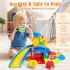 YGJT Toddler Toys for 1-3 Year Old Boys and Girls, Dinosaur Slide with 4 Dino Cars Montessori Toys Set for Baby 12-18 Months, Educational First Birthday Gifts Learning Push Track for Children Ages 1-3 view 2