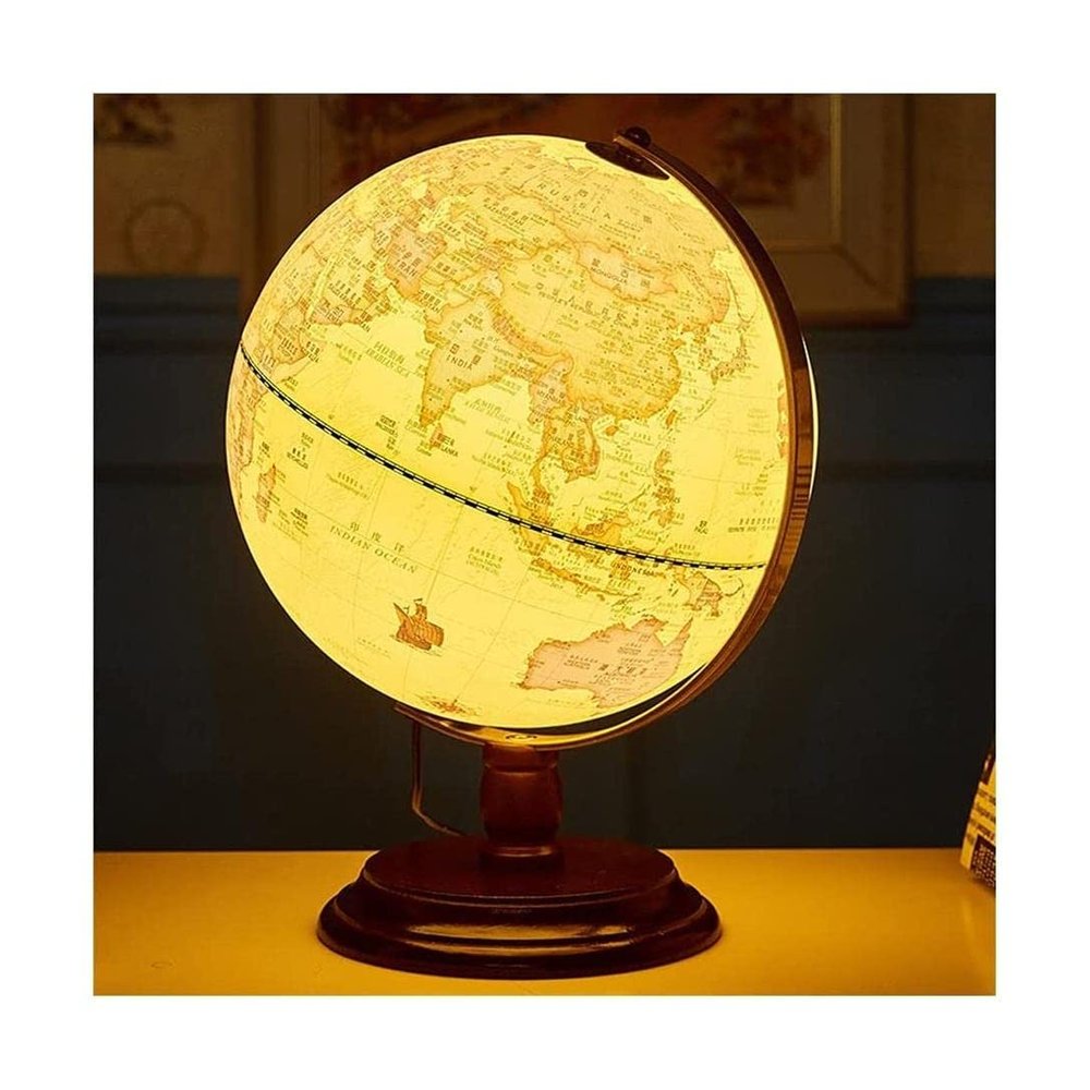 JDXQBLD Practical Globe 25cm Large World Globe Warm Light Lamp Geographic Globes Antique Educational Globe for Shelf Desktop Display Beautifully Decor