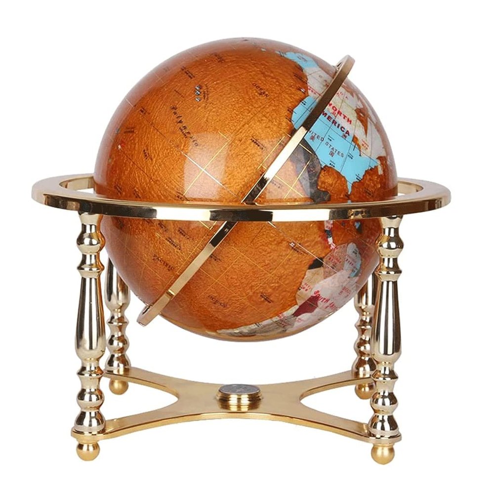 JDXQBLD Practical Globe Creativity Geographic Globes 720 Rotation Educational Globes Hand-Carved Four Gold Stand World Globes for Mapping Travels Beautifully Decor