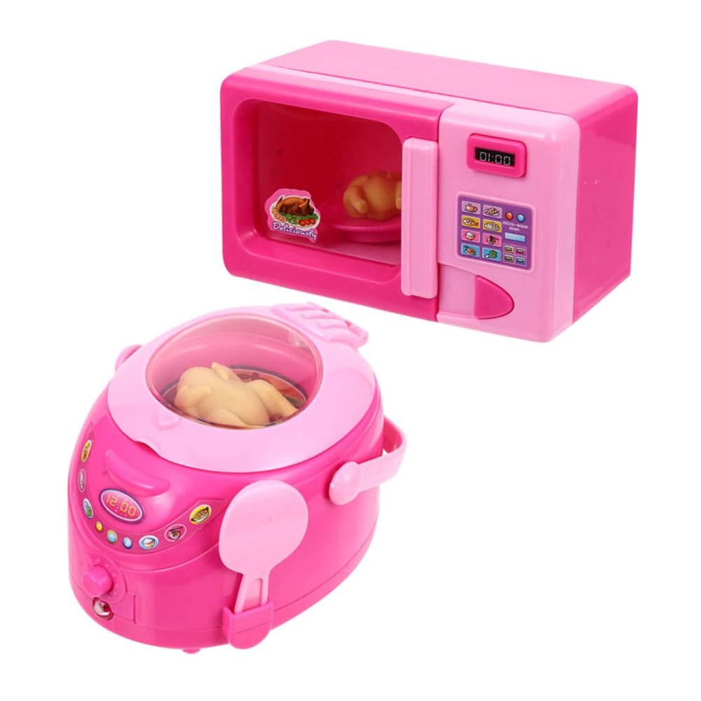BESPORTBLE 2Pcs Kitchen Appliance Simulation for Fun Rice Cooker Microwave Play for Dollhouse Play and Creative Pretend Cooking Activities