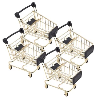 STOBAZA 4Pcs Shopping Cart Tiny Trolley Storage Basket for Office Decor Kitchen Bedroom Organization Cute Practical Sundries Holder