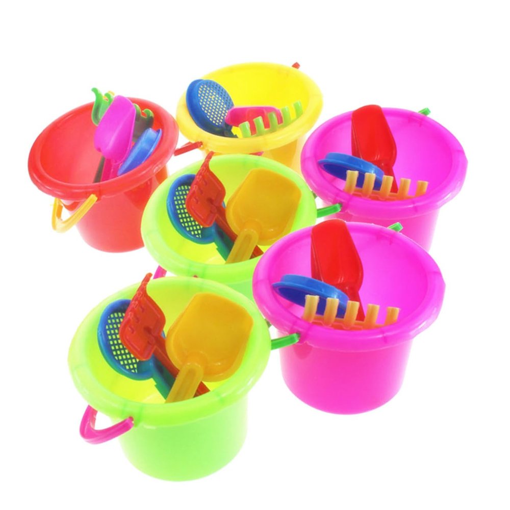 BESPORTBLE Beach Toy Set for Kids 4-Piece Beach Bucket and Sand Toy Set Colorful Plastic Playset for Boys and Girls and Educational Play Random Style