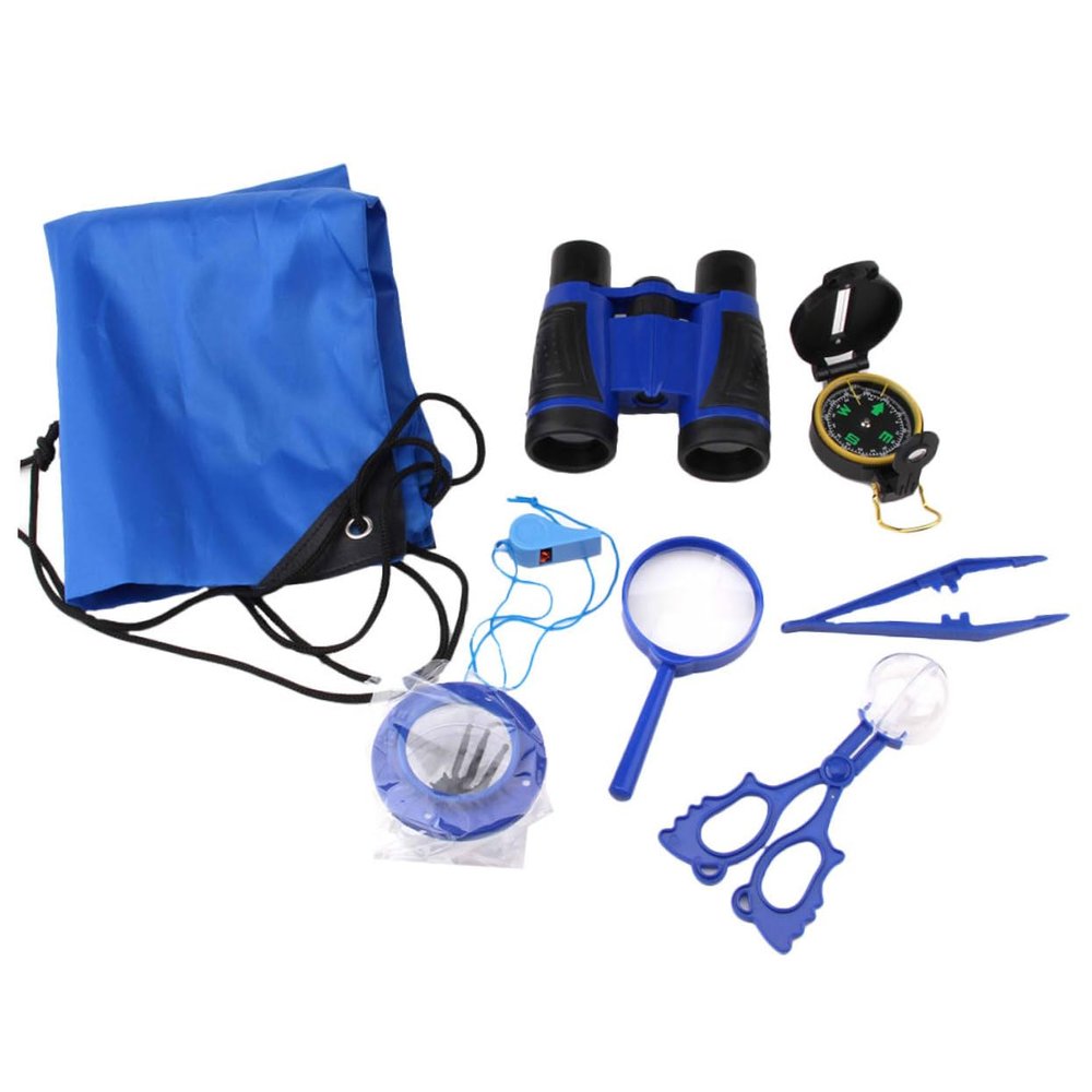CORHAD 1Set Wilderness Observation Kit with Telescope and Magnifying Lens Lightweight Outdoor Tools for Insect Watching and Exploration Blue
