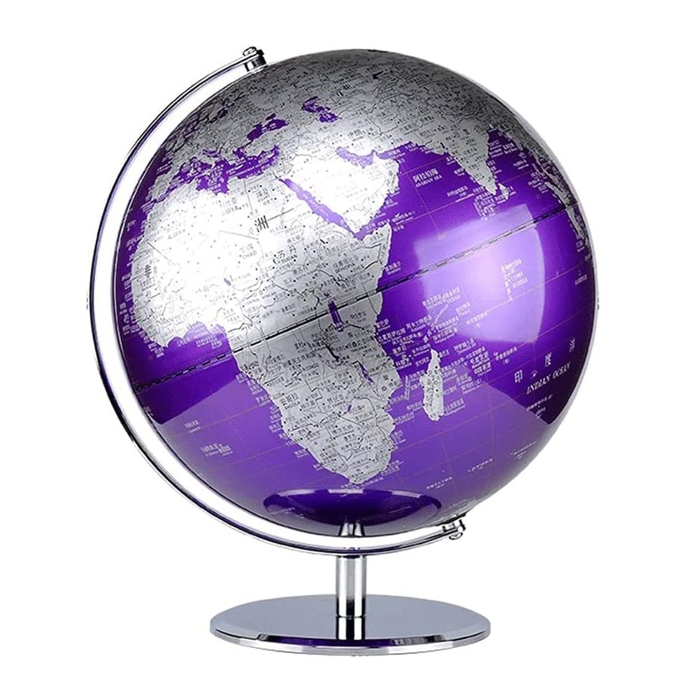 JDXQBLD Practical Globe High Clear World Globe Map Earth Globe Metal Base Stand Geographic Globe Unique Educational Globe for Home Office Beautifully Decor32cm Purple
