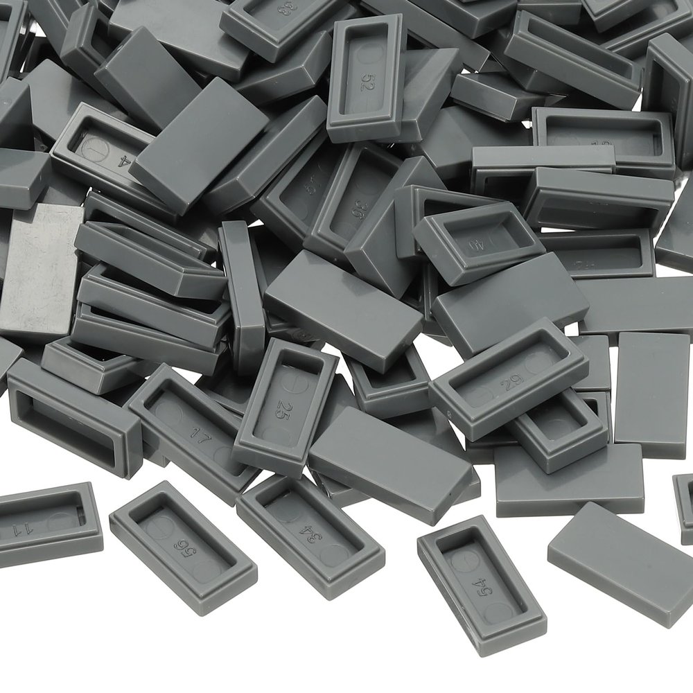 PATIKIL 370 Pcs Flat Blocks Bulk, 1x2 Square Dark Gray Classic Tiles Smooth Surface Mini Building Blocks Accessories Compatible Bricks Kits for Building Floor Walls Mosaic Pixel Arts
