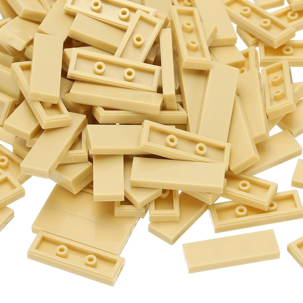 PATIKIL 122 Pcs Flat Blocks Bulk, 1x3 Square Apricot Yellow Classic Tiles Smooth Surface Mini Building Blocks Accessories Compatible Bricks Kits for Building Floor Walls Mosaic Pixel Arts