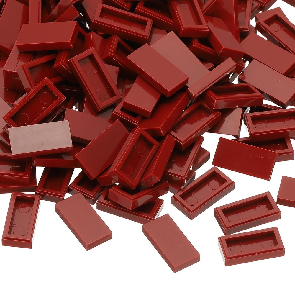 PATIKIL 370 Pcs Flat Blocks Bulk, 1x2 Square Persimmon Red Classic Tiles Smooth Surface Mini Building Blocks Accessories Compatible Bricks Kits for Building Floor Walls Mosaic Pixel Arts