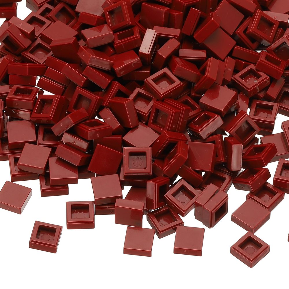 PATIKIL 333 Pcs Flat Blocks Bulk, 1x1 Square Persimmon Red Classic Tiles Smooth Surface Mini Building Blocks Accessories Compatible Bricks Kits for Building Floor Walls Mosaic Pixel Arts