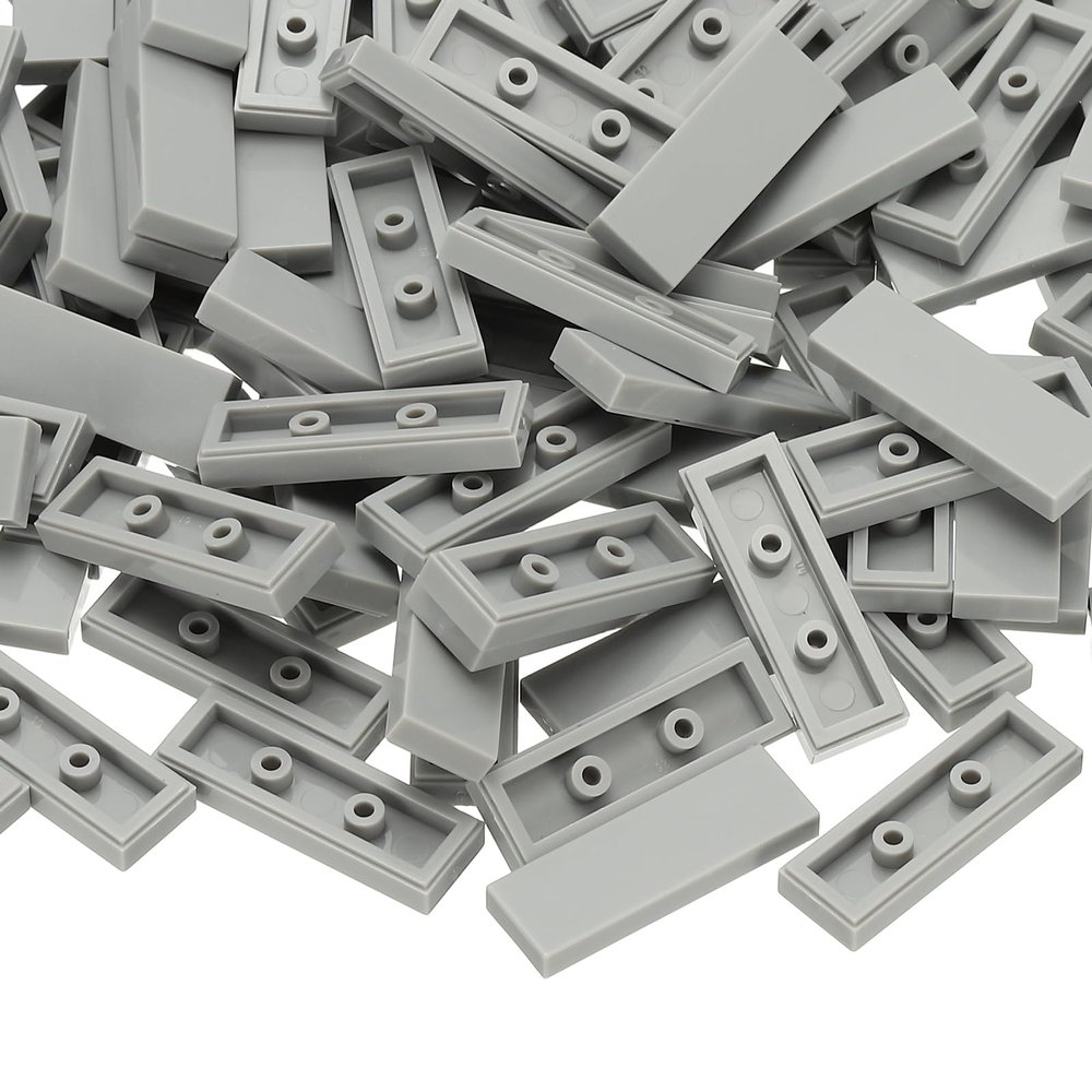 PATIKIL 122 Pcs Flat Blocks Bulk, 1x3 Square Light Gray Classic Tiles Smooth Surface Mini Building Blocks Accessories Compatible Bricks Kits for Building Floor Walls Mosaic Pixel Arts
