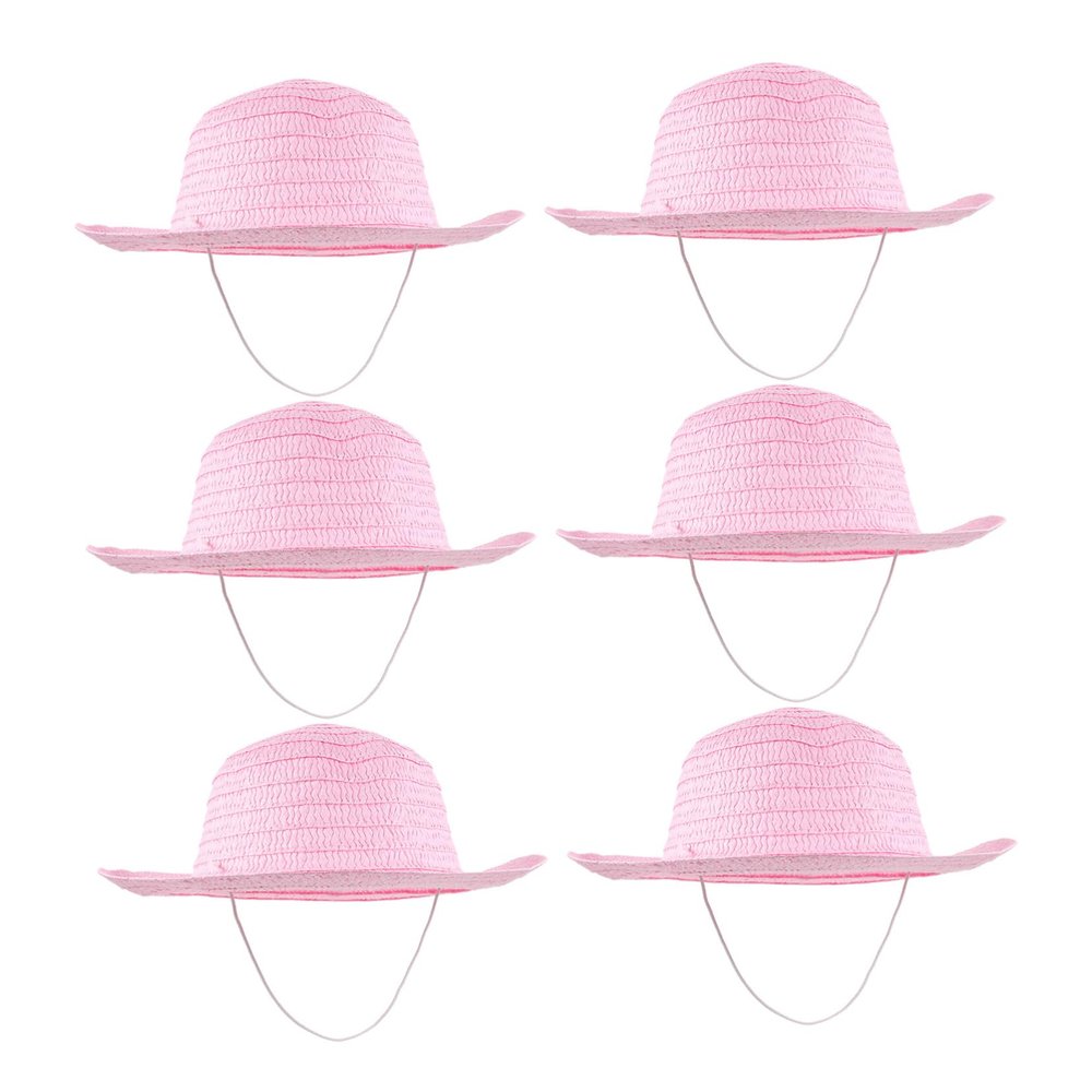 GALPADA 6Pcs DIY Blank Straw Hat for Painting Parties and Beach Fun Creative Craft Activity for Boys for Kindergarten and Home Use