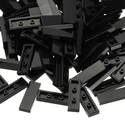 PATIKIL 122 Pcs Flat Blocks Bulk, 1x3 Square Black Classic Tiles Smooth Surface Mini Building Blocks Accessories Compatible Bricks Kits for Building Floor Walls Mosaic Pixel Arts
