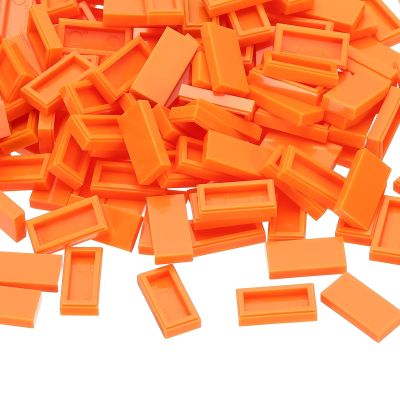 PATIKIL 555 Pcs Flat Blocks Bulk, 1x2 Square Orange Yellow Classic Tiles Smooth Surface Mini Building Blocks Accessories Compatible Bricks Kits for Building Floor Walls Mosaic Pixel Arts