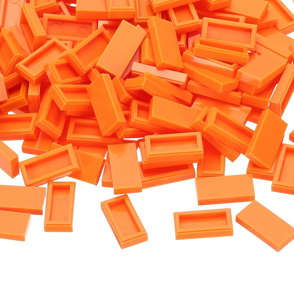 PATIKIL 555 Pcs Flat Blocks Bulk, 1x2 Square Orange Yellow Classic Tiles Smooth Surface Mini Building Blocks Accessories Compatible Bricks Kits for Building Floor Walls Mosaic Pixel Arts