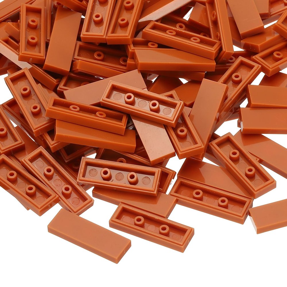 PATIKIL 122 Pcs Flat Blocks Bulk, 1x3 Square Coffee Classic Tiles Smooth Surface Mini Building Blocks Accessories Compatible Bricks Kits for Building Floor Walls Mosaic Pixel Arts