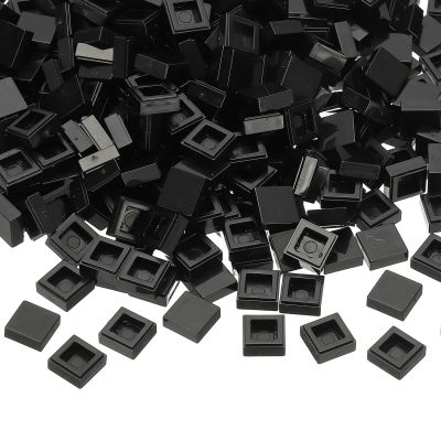 PATIKIL 333 Pcs Flat Blocks Bulk, 1x1 Square Black Classic Tiles Smooth Surface Mini Building Blocks Accessories Compatible Bricks Kits for Building Floor Walls Mosaic Pixel Arts