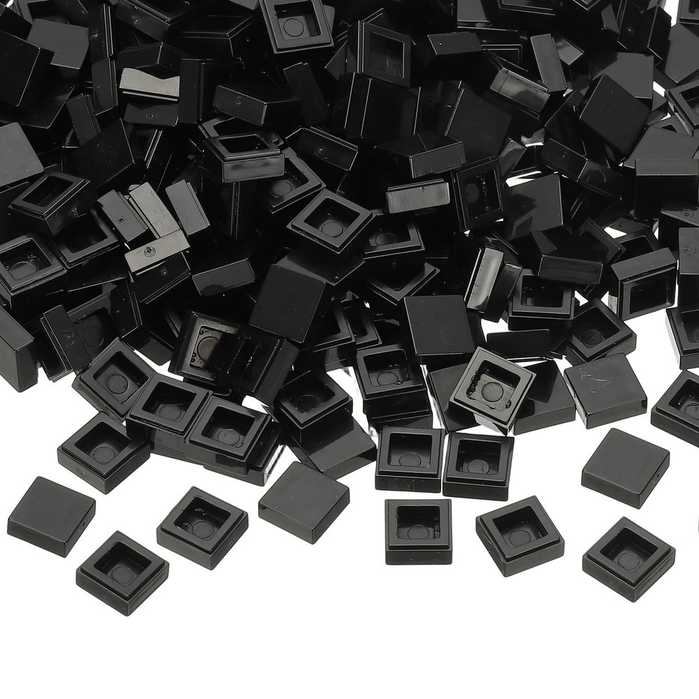PATIKIL 333 Pcs Flat Blocks Bulk, 1x1 Square Black Classic Tiles Smooth Surface Mini Building Blocks Accessories Compatible Bricks Kits for Building Floor Walls Mosaic Pixel Arts