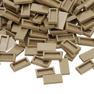 PATIKIL 370 Pcs Flat Blocks Bulk, 1x2 Square Khaki Classic Tiles Smooth Surface Mini Building Blocks Accessories Compatible Bricks Kits for Building Floor Walls Mosaic Pixel Arts