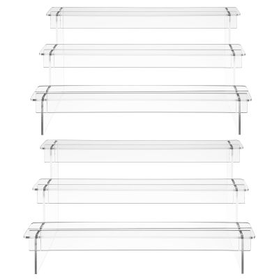 GRIRIW 2Pcs Acrylic Display Stand Transparent Riser Shelf for Jewelry Figures Models Sturdy Support for Home Office Showcase Efficient Space Usage