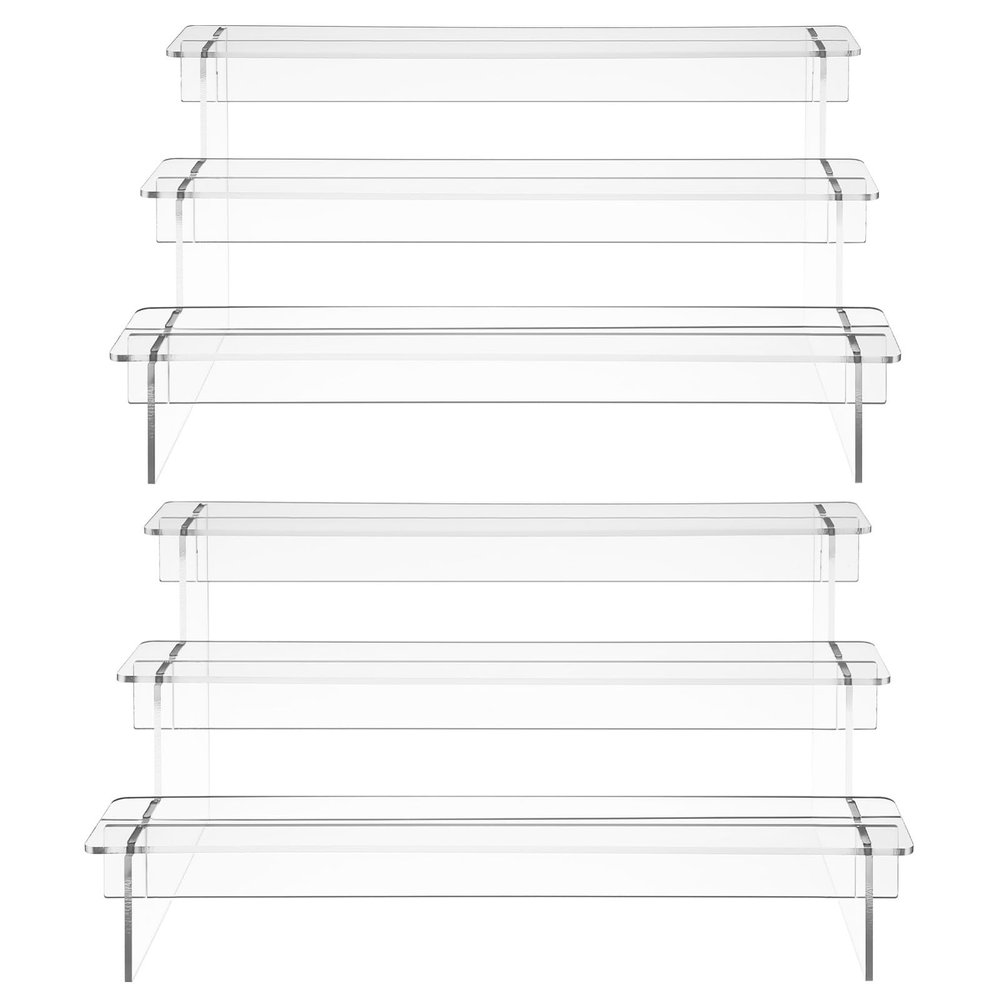 GRIRIW 2Pcs Acrylic Display Stand Transparent Riser Shelf for Jewelry Figures Models Sturdy Support for Home Office Showcase Efficient Space Usage